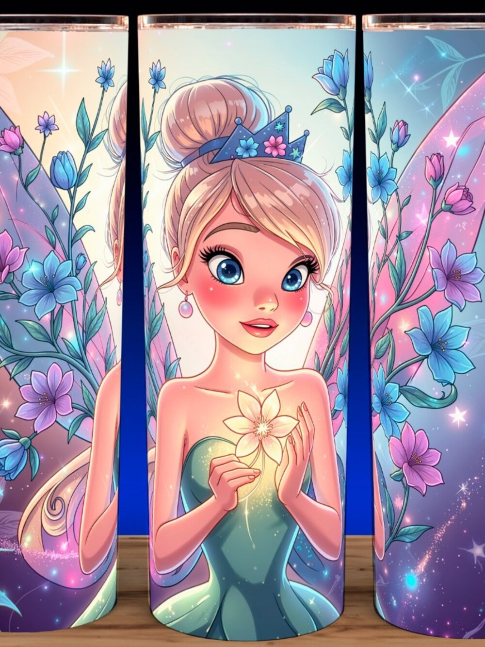 Tinker Bell Fairy Dust and Rose Floral Cup Mug Tumbler 20oz